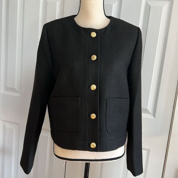 J. Crew Tweed lady jacket in Black size 12 - Picture 2 of 15